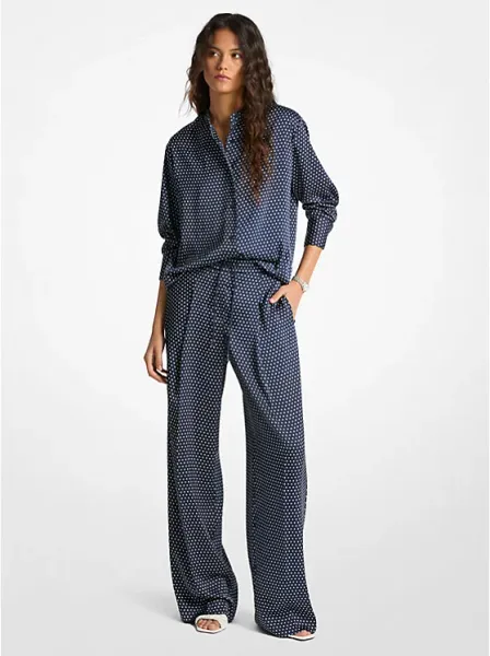 Polka Dot Print Satin Shirt