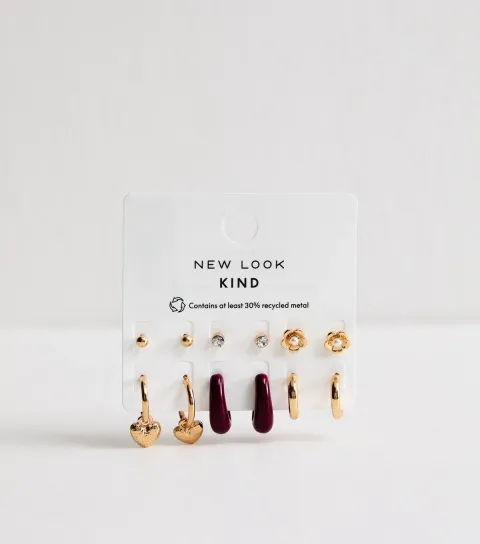 Gold Tone Pack of 6 Stud and Hoop Earrings