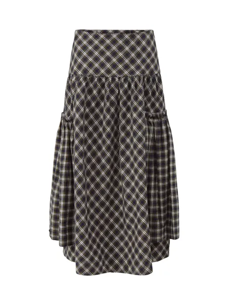 Damson Madder Organic Cotton Raya Midi Skirt - Lyra Check