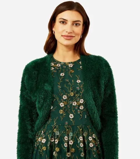 Women's Green Eyelash Bolero