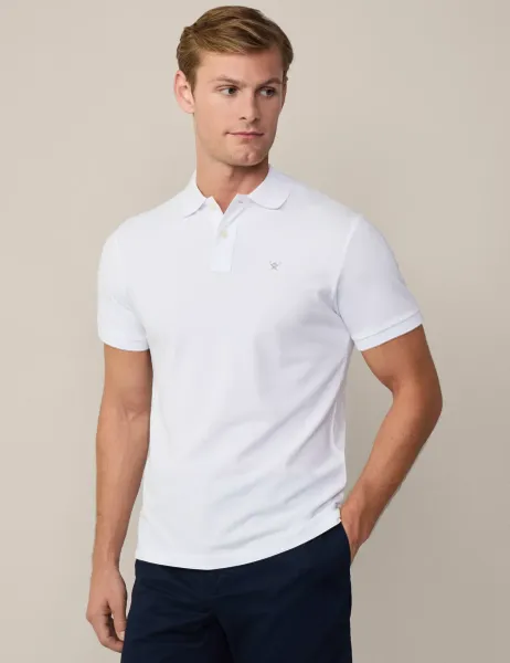 Hackett Slim Fit Pure Cotton Polo Shirt White