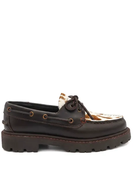 Jones Bootmaker Leather Animal Print Platform Loafers White Mix