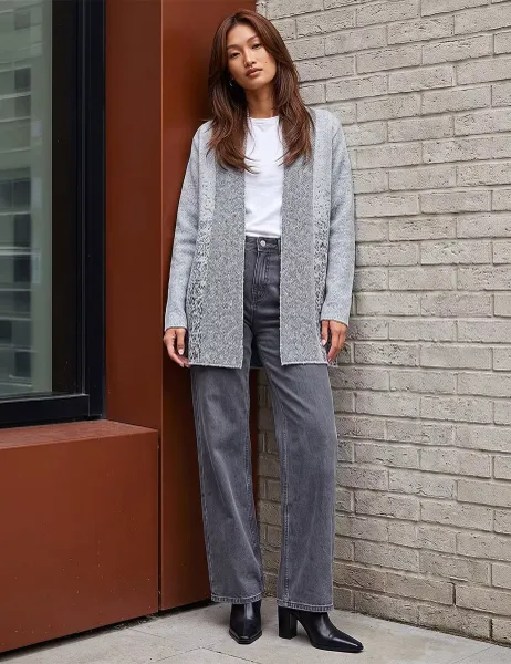 Roman Metallic Longline Cardigan Grey Mix