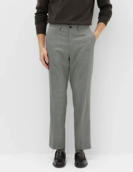 Marks & Spencer Regular Fit Wool Blend Trousers Charcoal Mix