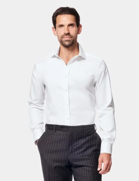 Hawes & Curtis Slim Fit Non Iron Pure Cotton Twill Shirt White