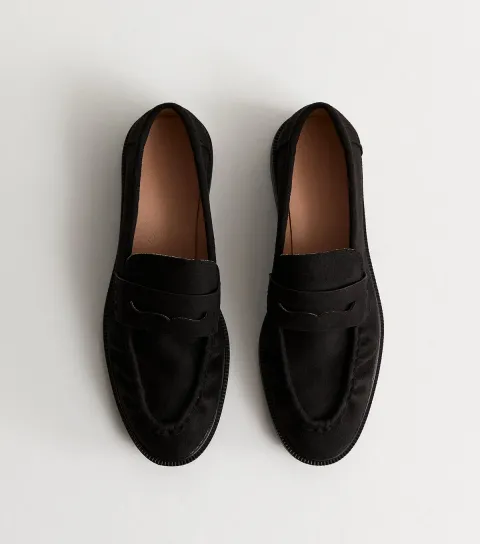 Women's Truffle Black Faux Suede Loafer