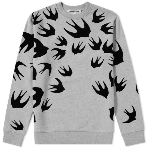 McQ Alexander McQueen Allover Swallow Print Crew Sweat