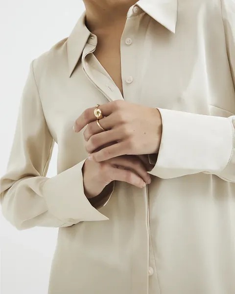 River Island Long Sleeve Satin Slimline Shirt
