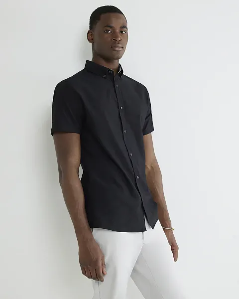 River Island Textured Muscle Fit Short Sleeve Shirt