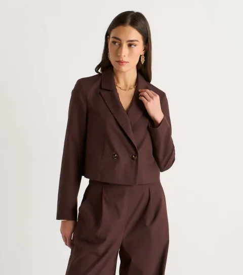 Women's Dark Brown Double Breasted Jacket