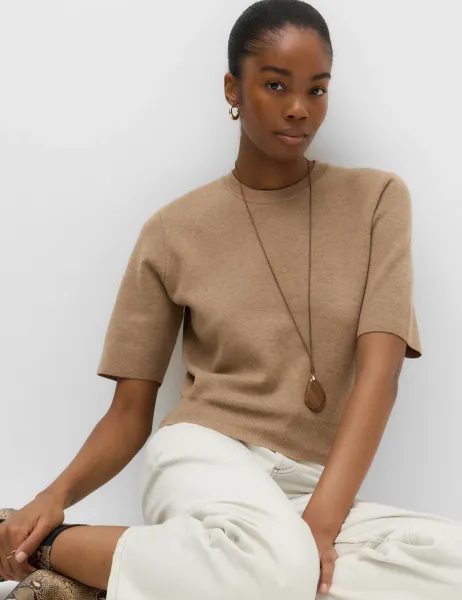 Marks & Spencer Wool Rich Slim Fit Knitted Top Spice