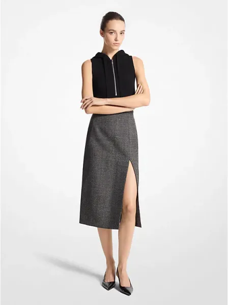 Jaspé Tweed Slit Skirt