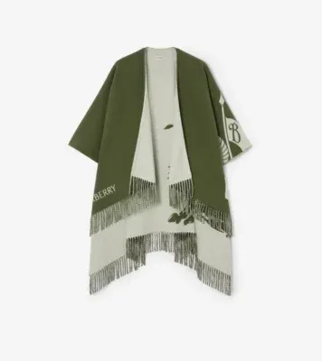 Knight Wool Cashmere Cape in Pea green