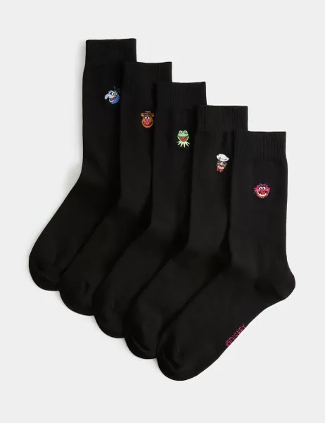 Marks & Spencer 5 Pack Muppets Cotton Rich Socks Black Mix