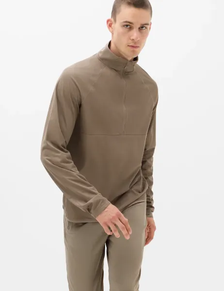 Goodmove Thermal Half Zip Funnel Neck Top Mocha