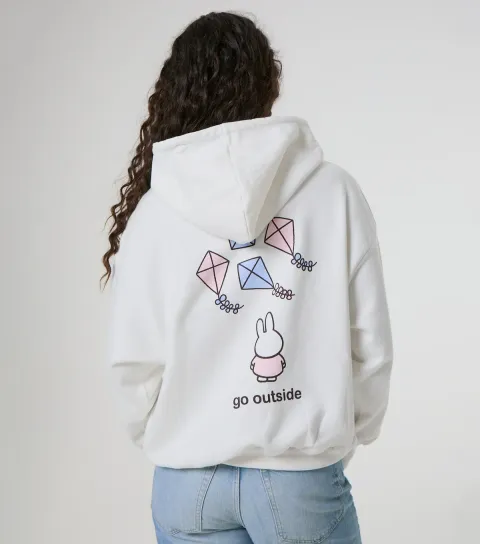 Skinnydip Women's White Miffy Kite Print Relaxed Hoodie