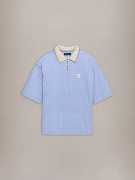 MA QUAD ZIP TOWELING POLO - Skyline Blue