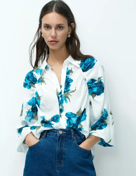 French Connection Floral Shirt White Mix