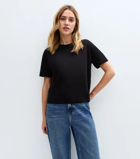 Women's Black Boxy Fit T-Shirt