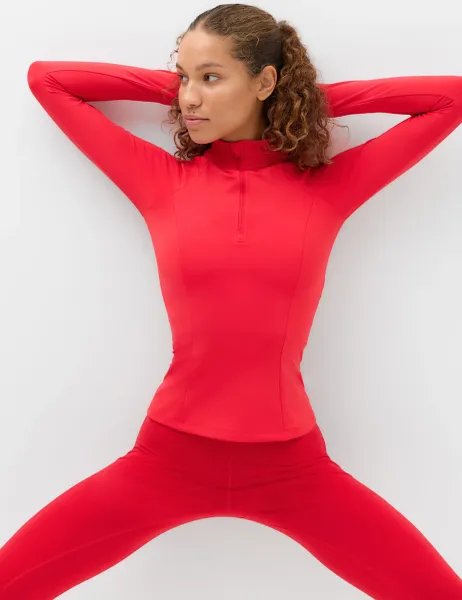 Goodmove Essential Half Zip Fitted Running Top Poppy