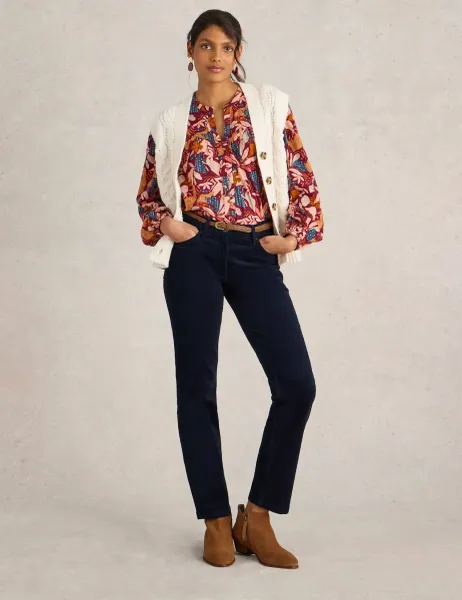 White Stuff Brooke Cord Straight Leg Trousers Navy