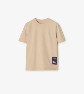 Check Label Cotton T-shirt in Teacup pink