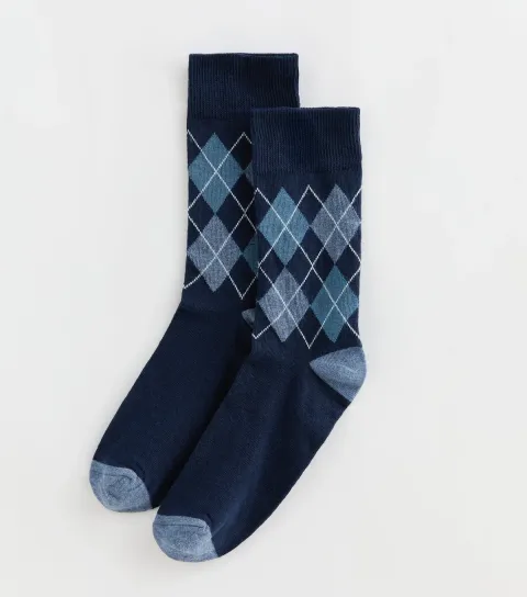 Men's Blue Argyle Ankle Socks