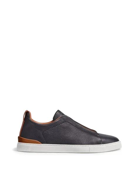 Men Deerskin Deerskin Triple Stitch Sneakers Black