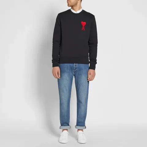AMI Flocked Heart Logo Crew Sweat