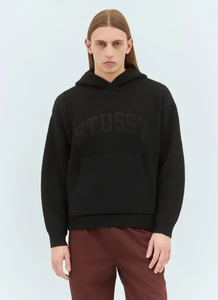 Felt Patch Knit Hooded Sweater