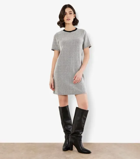 Women's Black Chevron Mini T-Shirt Dress