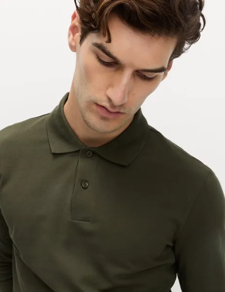 Marks & Spencer Ultimate Cotton Rich Polo Shirt Dark Khaki