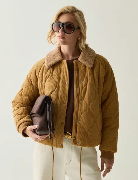 Regatta Cord Quilted Jacket Brown