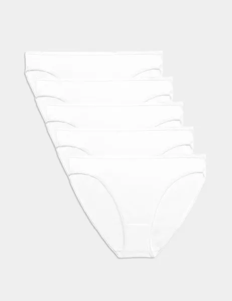 Marks & Spencer 5pk Cotton Rich Lycra High Leg Knickers White