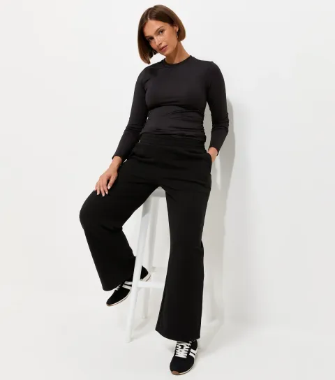 New Look Women's Maternity Black Cotton Rich Jersey Wide Leg Joggers