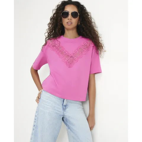 River Island Lace V Boyfriend Fit T-Shirt