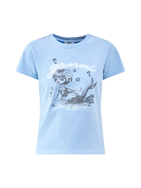 GANNI Future Jersey Baby Fit Mermaid Graphic T-Shirt