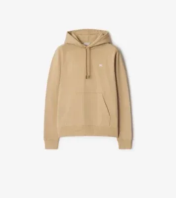 Knight Stamp Cotton Hoodie in Flax beige