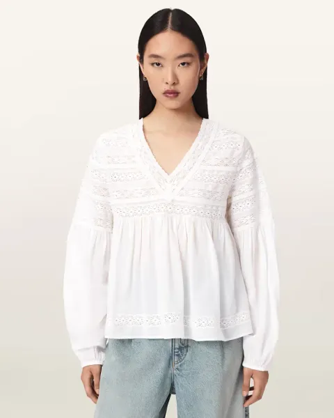 Neneh Long Sleeve Lace Detail Top