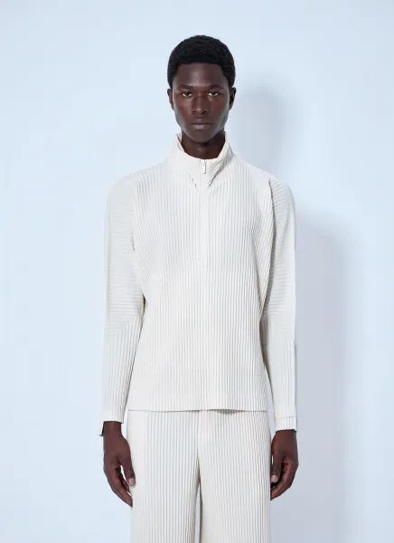 Pleated Half Zip Through Top