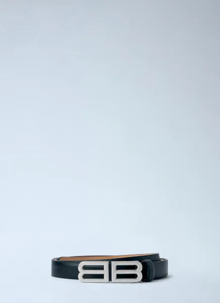 Balenciaga Metal Logo Buckle Leather Belt