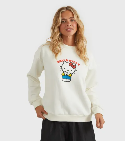 Women's Clothing White Hello Kitty Print Sweatshirt