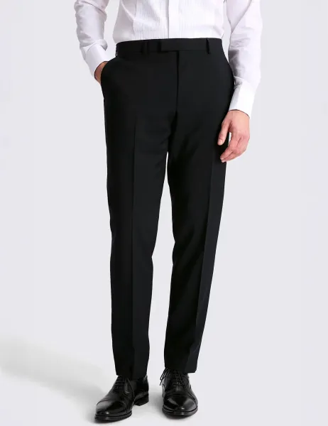 Moss Tailored Fit Wool Blend Performance Suit Trousers Black
