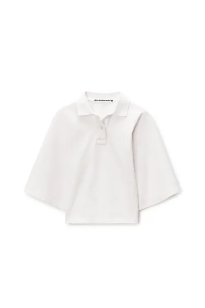 DRAPED SLEEVE FITTED POLO