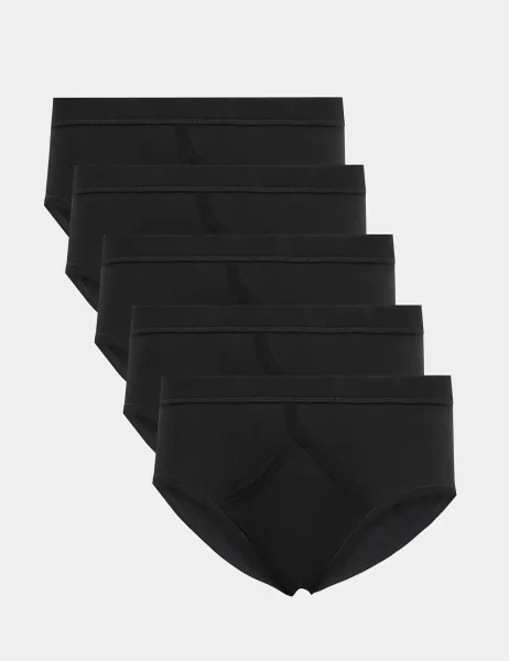 Marks & Spencer 5 Pack Essential Cotton Briefs Black