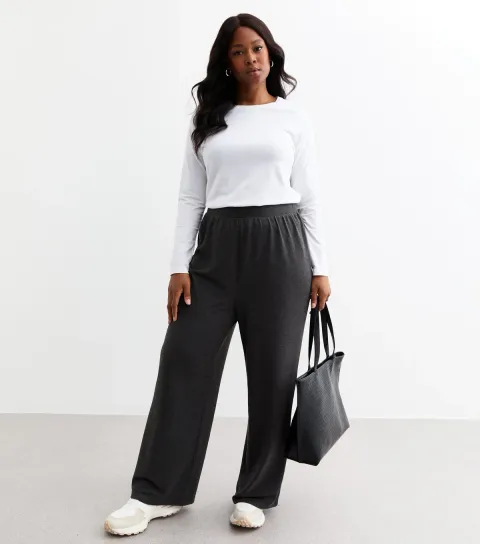 Women's Plus Size Dark Grey Jersey Trousers Curves