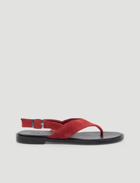 HUSH Suede Flat Sandals Red