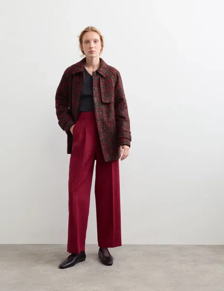 Jaeger Italian Wool Rich Textured Short Tailored Coat Red Mix