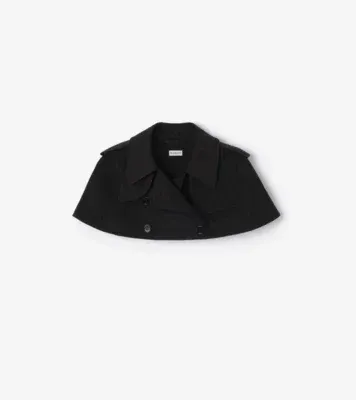 Gabardine Trench Capelet in Black