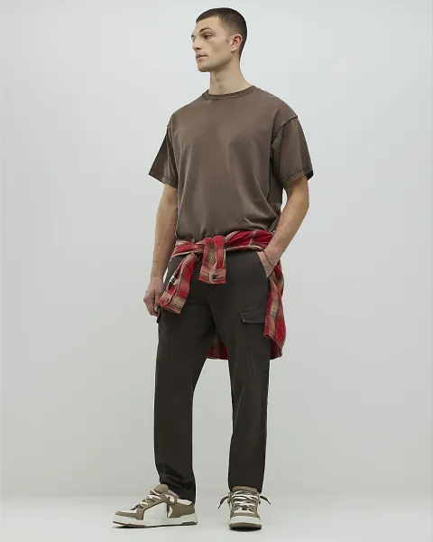 River Island Regular Fit Stretch Textured Joggers
